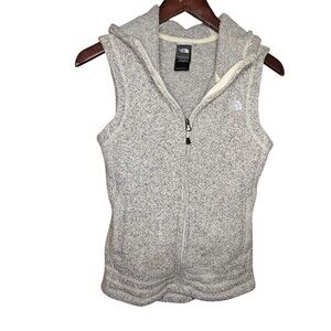 THE NORTH FACE Fleece Vest Womens XS Gray Heather Full Zip Hooded Outdoor
